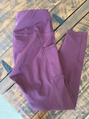 90 Degree by Reflex Leggings | Maroon High Rise Pocket Leggings | Size M